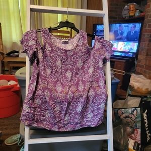 Purple cold-shoulder top Large